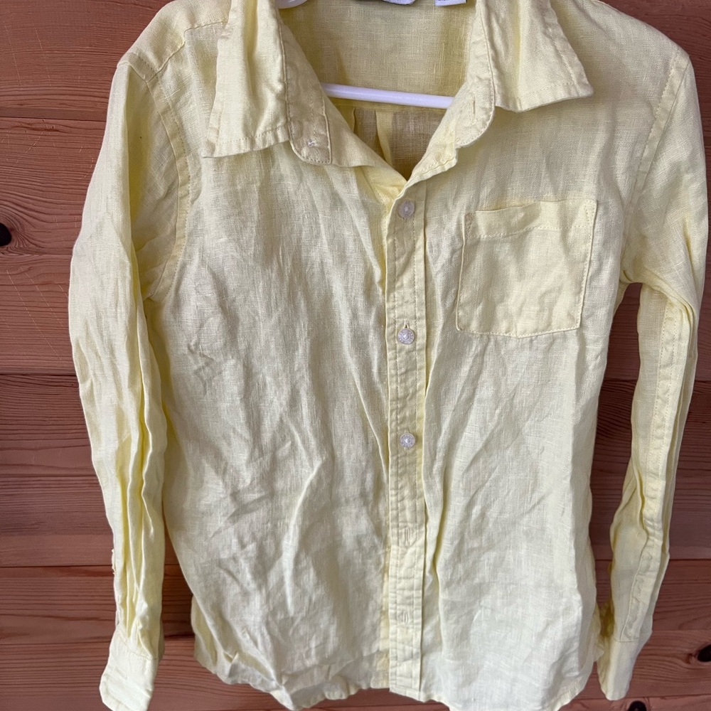 Janie & Jack Butter Yellow Linen Button Up Shirt